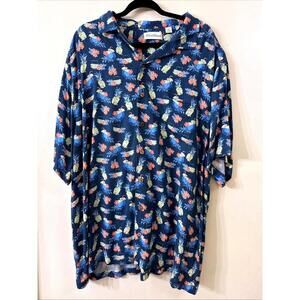 Caribbean Shirt Men Sz 3XT Hawaiian Coconut Drinks Button Up  Beach Tropical Dad